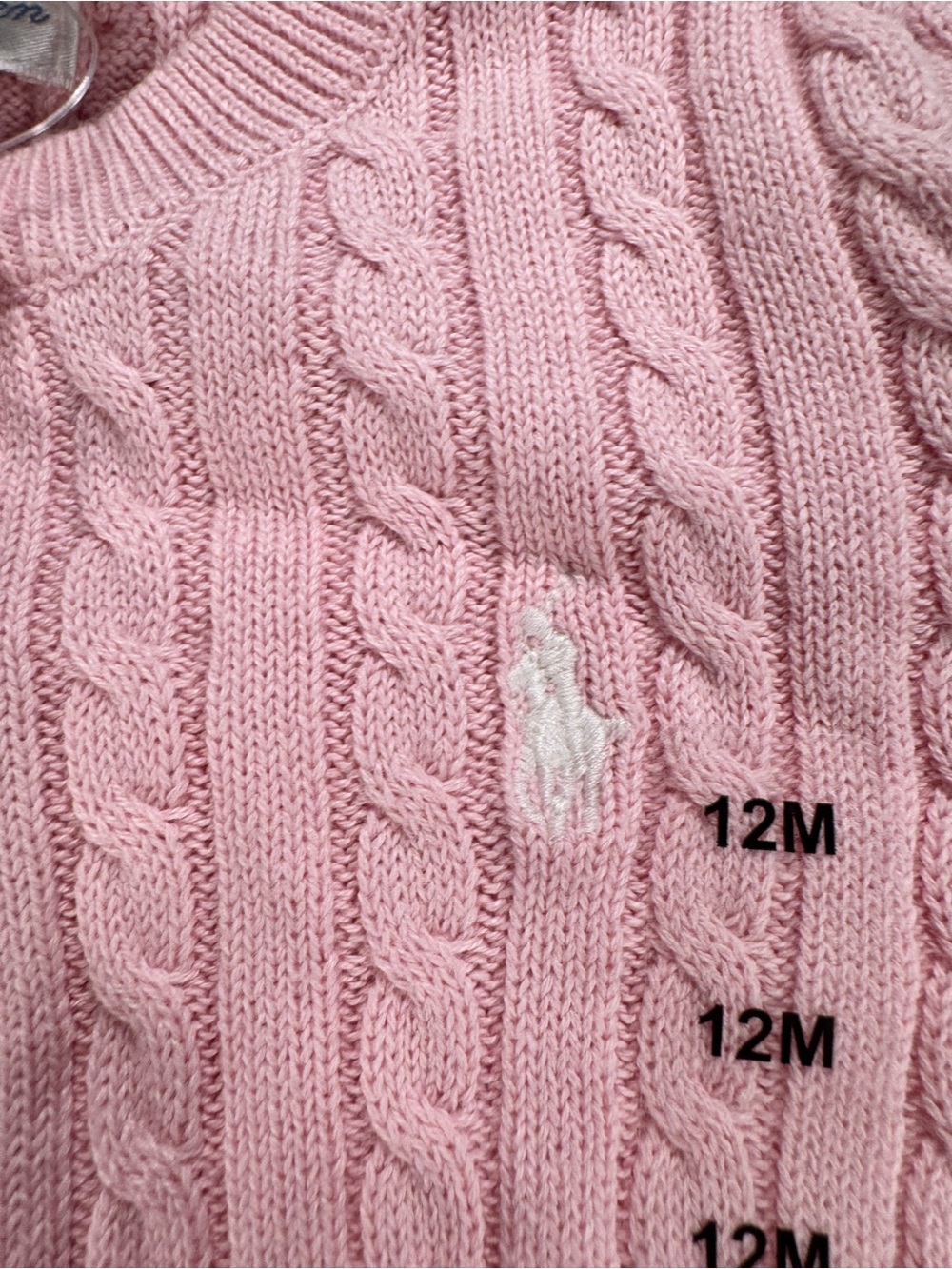 NWT Ralph Lauren Hint of Pink Cable Knit Baby Sweater - Picture 2 of 4
